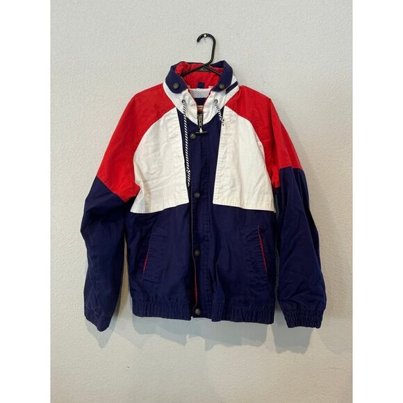 Mighty Mac Men's Size Medium Colorblock Design Drawstring Hood Windbreaker - Picture 1 of 4